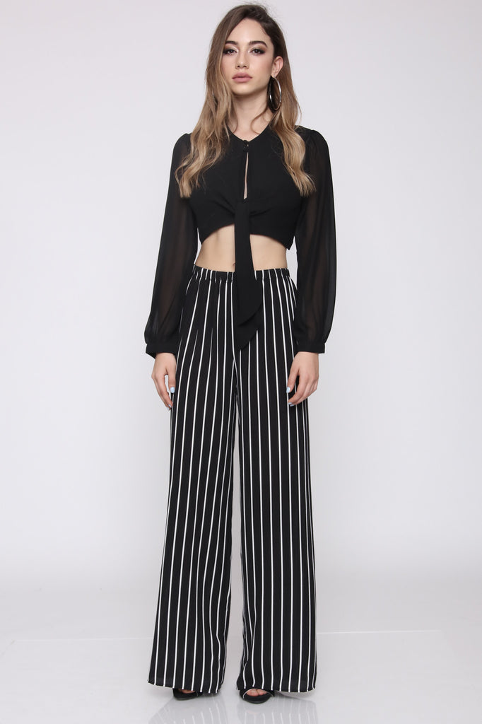 חולצת בטן קשירה - שחור