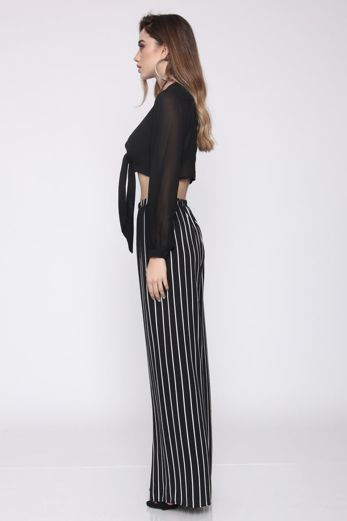 חולצת בטן קשירה - שחור